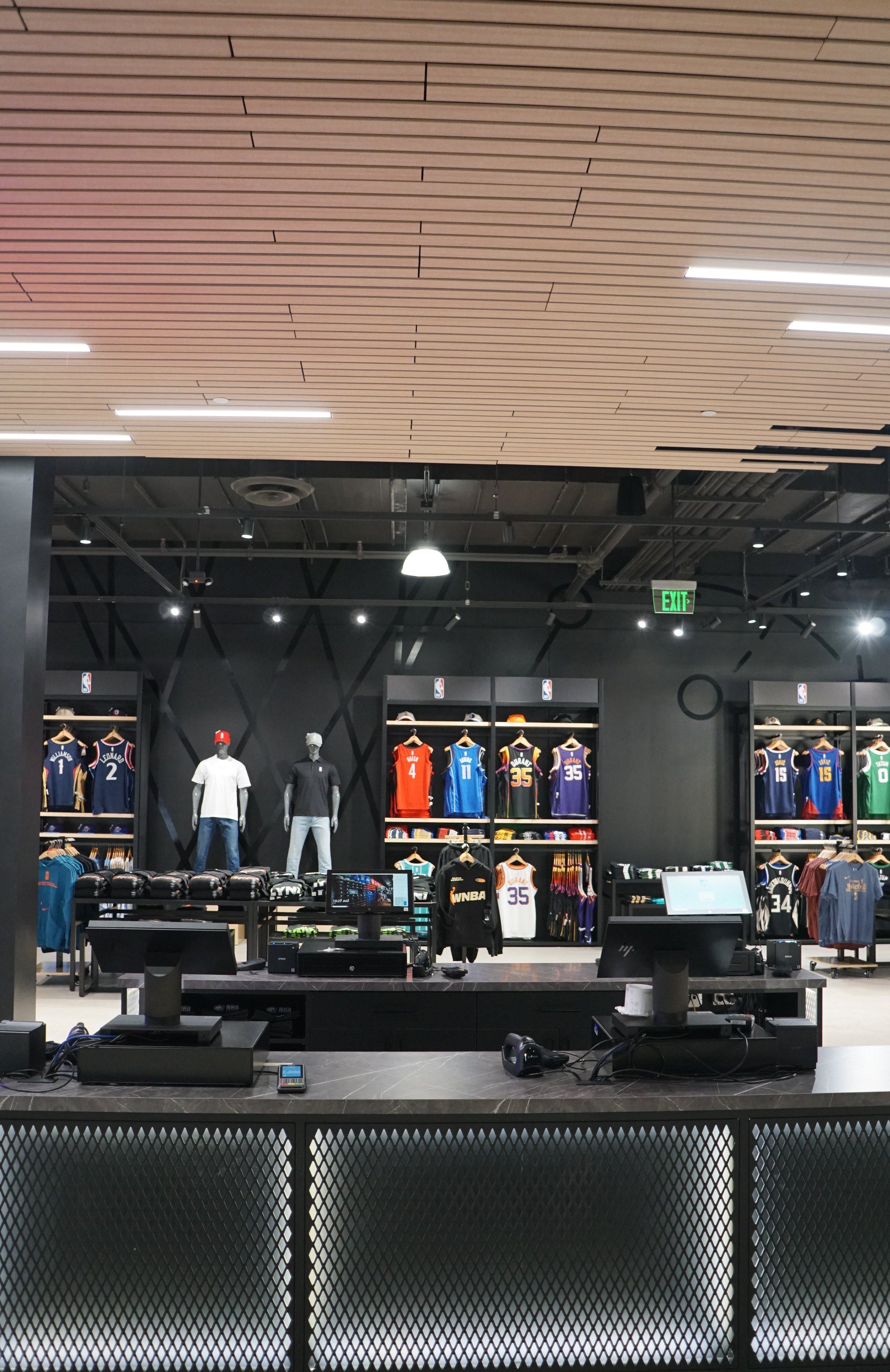 Clothing Display Racks with Black Background